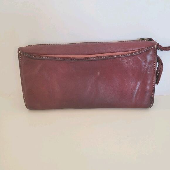 Dakota Leather Envelope Wallet Burgundy Red Boho Continental Rustic Large Soft - Picture 2 of 11